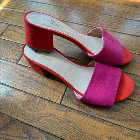 Lulu's Vibrant Pink and Red Block Heels - Picture 6 of 7